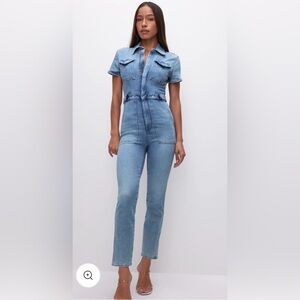 Good American Light Blue Denim Overalls